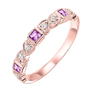 10Kt Rose Gold Diamond 1/10Ctw & Pink Sapphire 1/6Ctw Ring