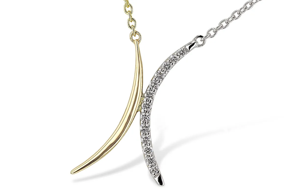 14 K Two Tone Diamond Pendant, 0.14Carat TW