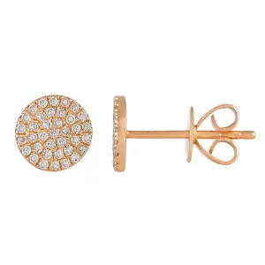 14k Gold 0.20 Carat Pave Diamond cluster stud earring, Available in White, Rose and Yellow Gold