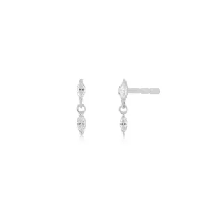 14K Gold Diamond Marquise Dangle Stud Earrings- Online Only