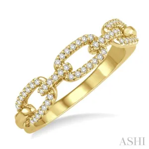 1/5 Ctw Interlocked Links Round Cut Diamond Ladies Ring in 14K Yellow Gold