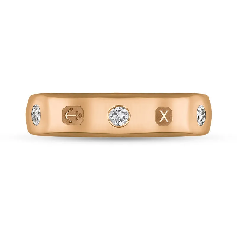 18ct Rose Gold 0.15ct Diamond Queen's Jubilee Hallmark 5mm Ring