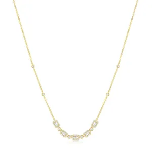 18k Yellow Gold 0.69ctw Diamond Rectangular Chain Necklace