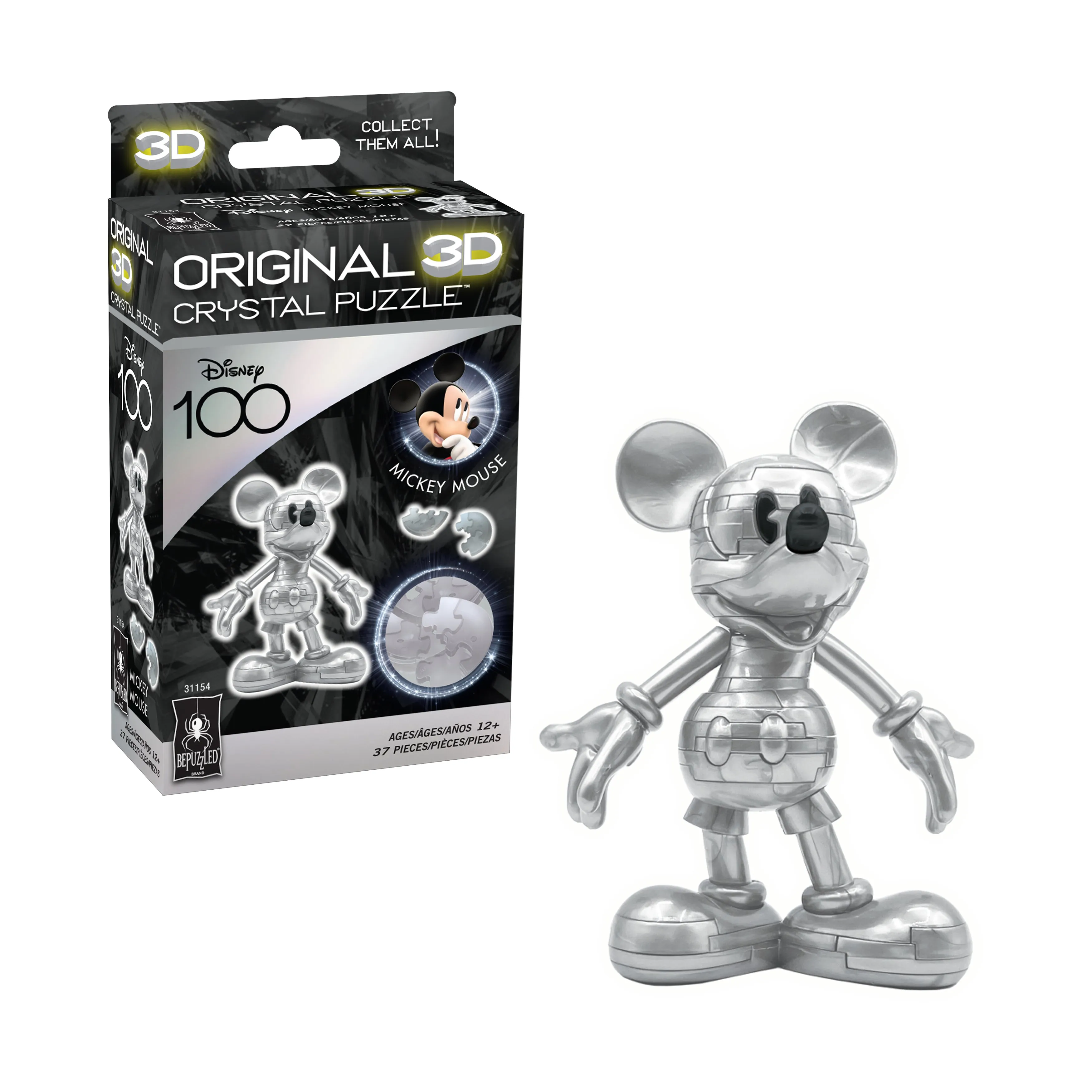 3D Crystal Puzzle - Disney 100 Platinum Edition - Mickey Mouse: 37 Pcs