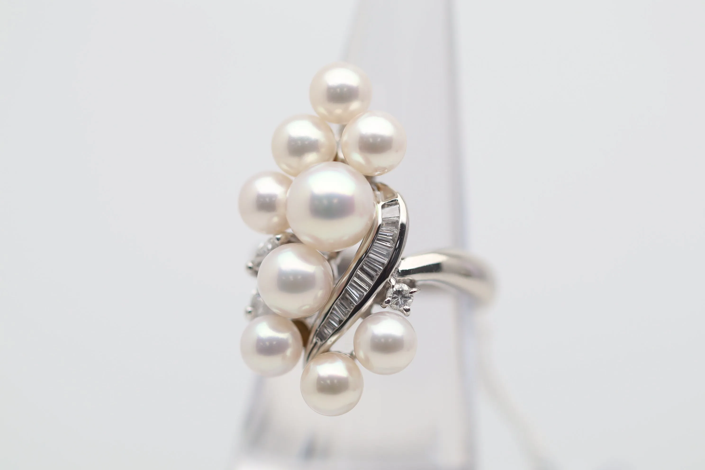 Akoya Pearl Diamond Platinum Ring