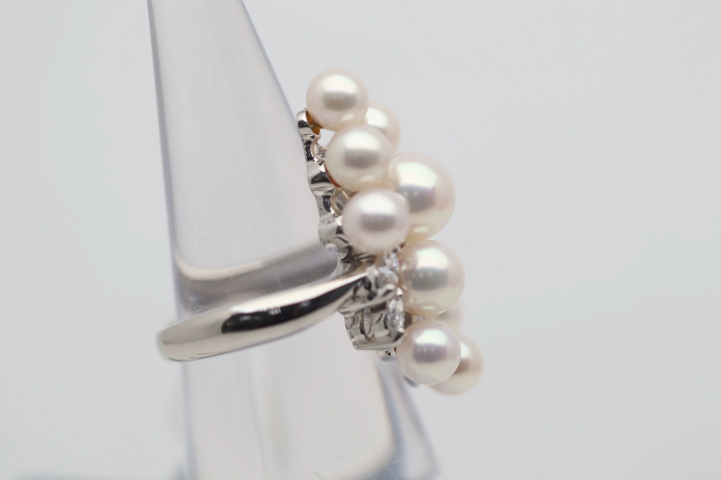 Akoya Pearl Diamond Platinum Ring