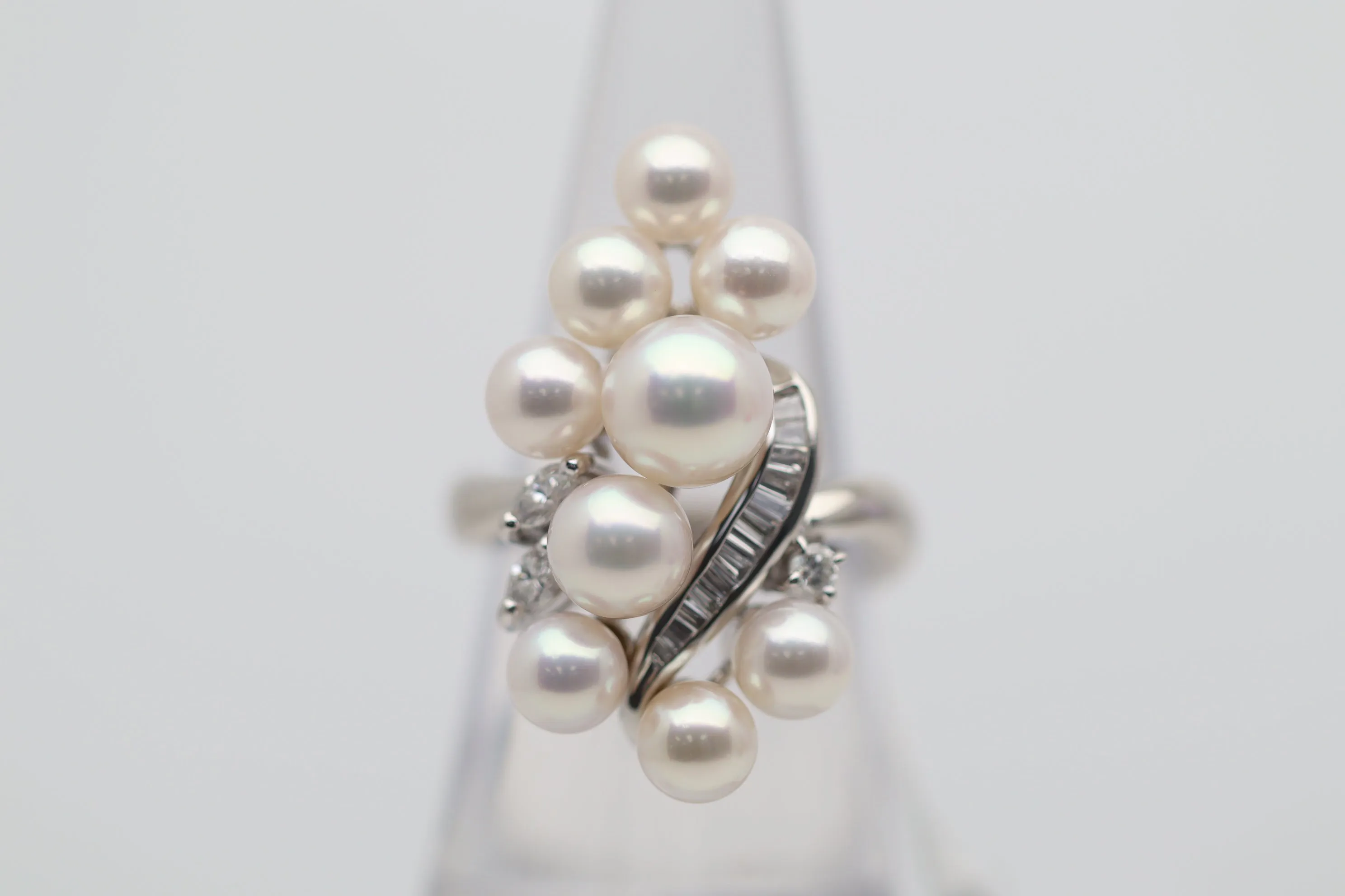 Akoya Pearl Diamond Platinum Ring