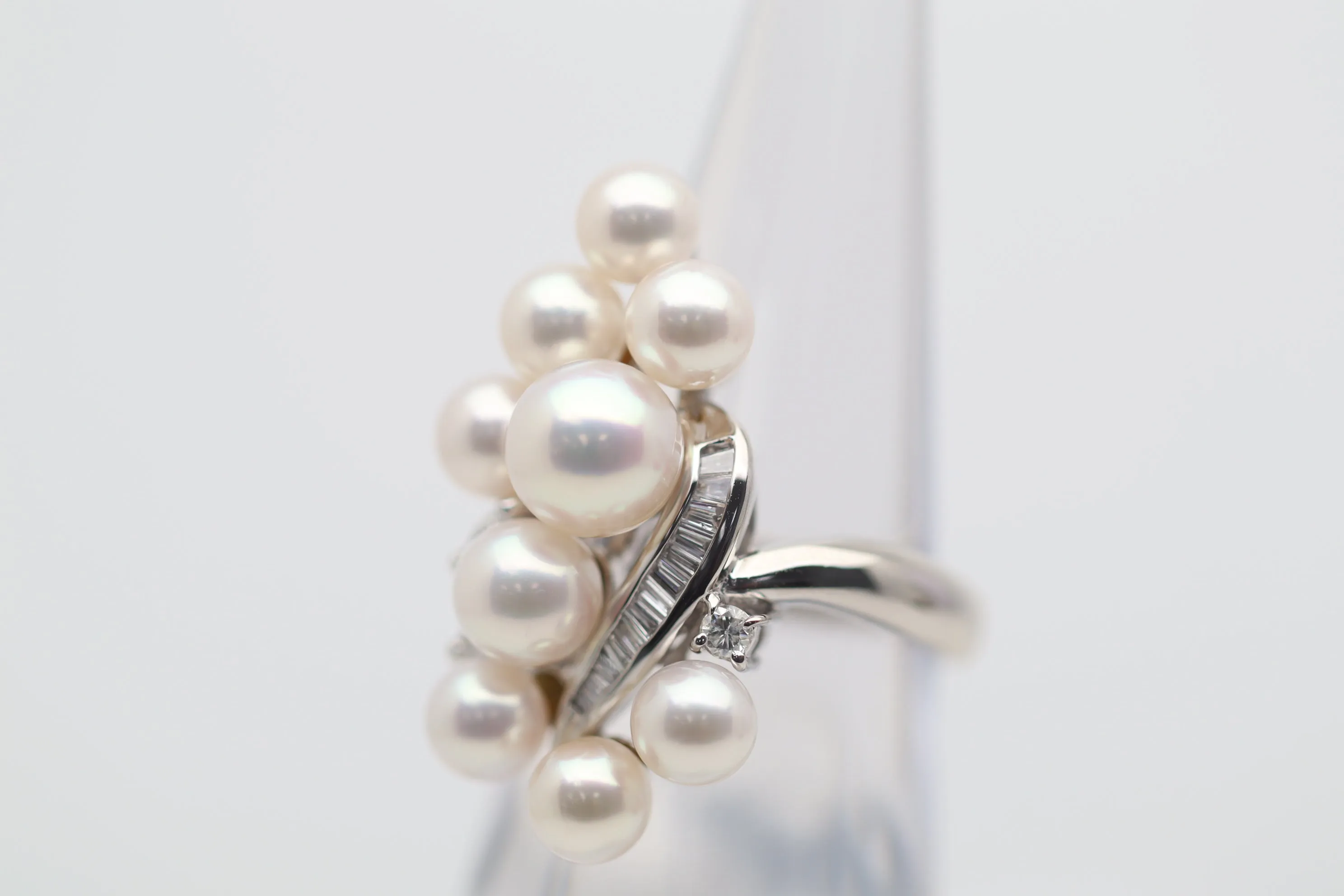 Akoya Pearl Diamond Platinum Ring