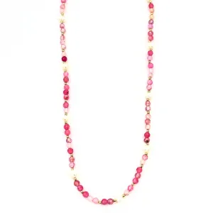 Ashley Gold Stainless Steel Gold Plated Freshwater Pearls And Semi Precious Pink Bead Beaded Necklace