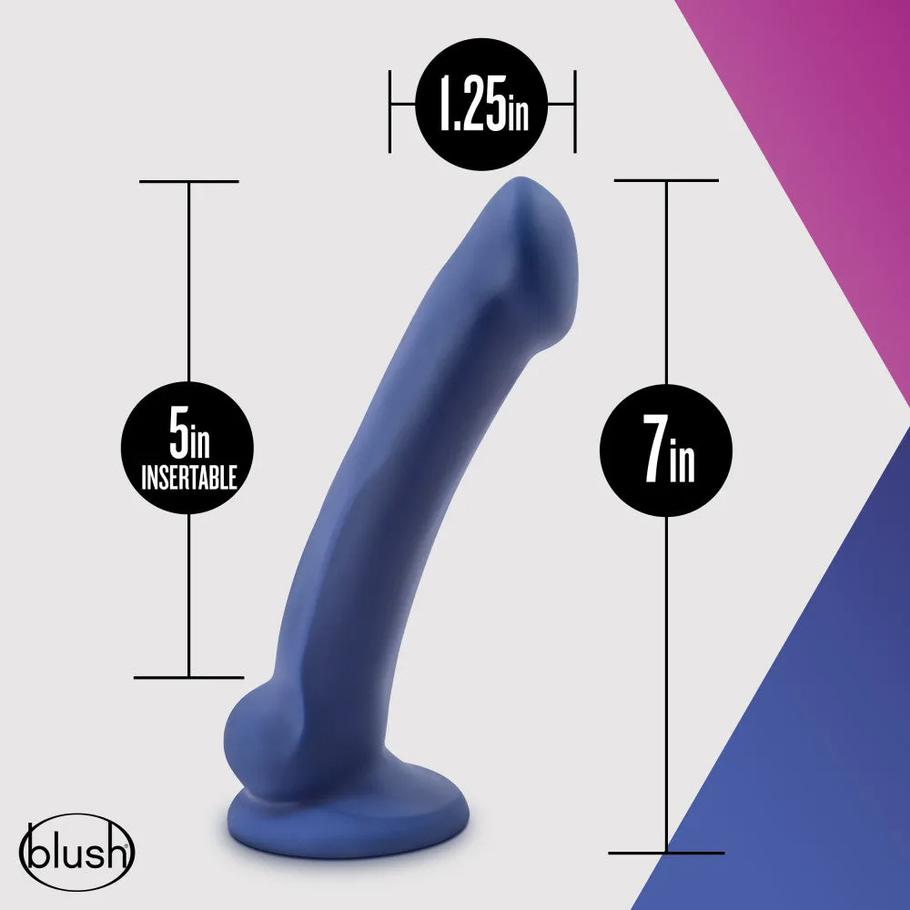 Avant By Blush® | Ergo Mini Indigo D10: Artisan 7 Inch Thin Dildo with Suction Cup Base - Elegantly Made with Smooth Ultrasilk® Purio™ Silicone