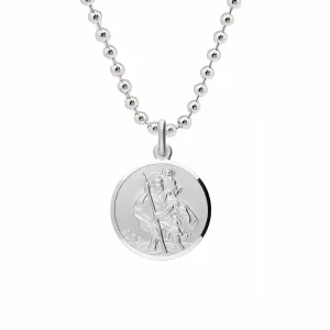 Classic St Christopher Necklace Sterling Silver 18mm