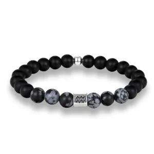 Classy Men Aquarius Black Beaded Zodiac Bracelet