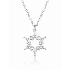 CRISLU Motif Star of David Pendant Necklace finished in Pure Platinum