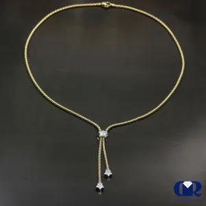 Diamond Star Shaped Drop Necklace In 18K Yellow Gold 22"