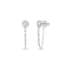 Diamond Teardrop Chain Link Earrings