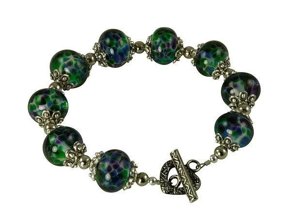 Elegant Green Lampwork Beaded Bracelet