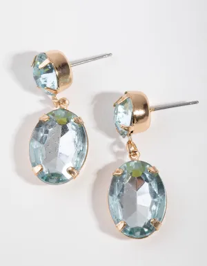 Gold Small Gem Drop Earrings