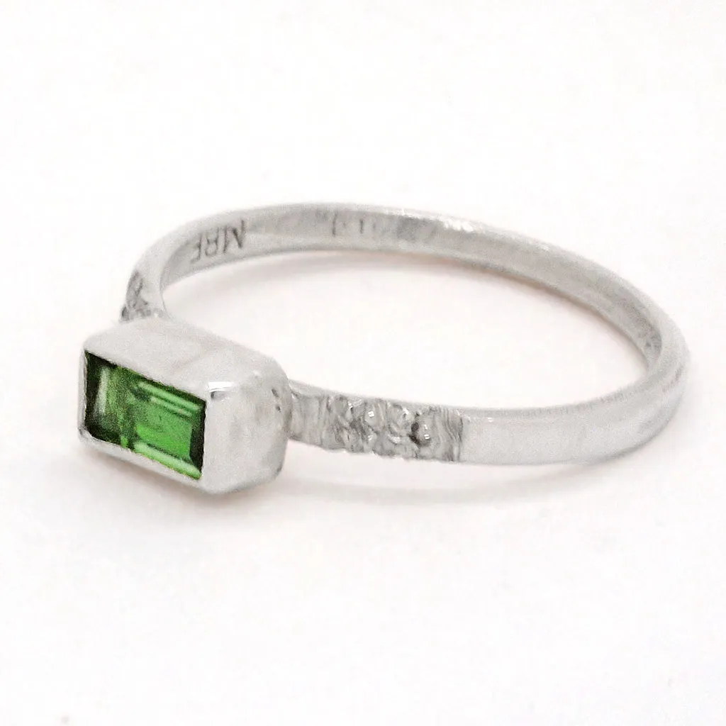 Green Tourmaline & White Sapphires Ring (size 5 1/2)