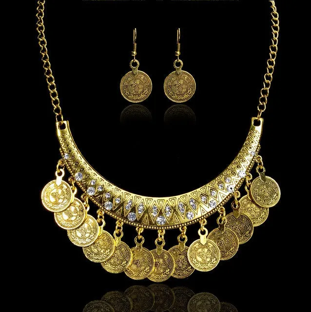 Hot Sale Bohemian Vintage Chokers Necklace Fashion Ethnic Carved Coins Nice Necklaces for Women Fine Jewelry Colar