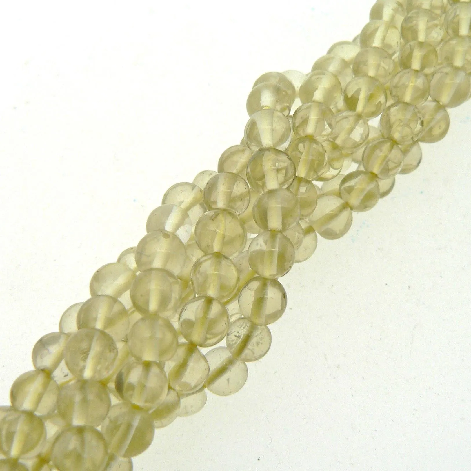 Lemon Quartz 4mm Round Beads 14" Strand