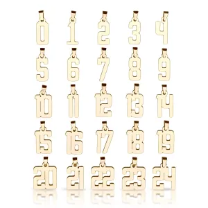 Number Pendants (Pendant Only) - 14K Gold Plated Stainless Steel