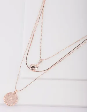 Rose Gold Heart Layered Necklace