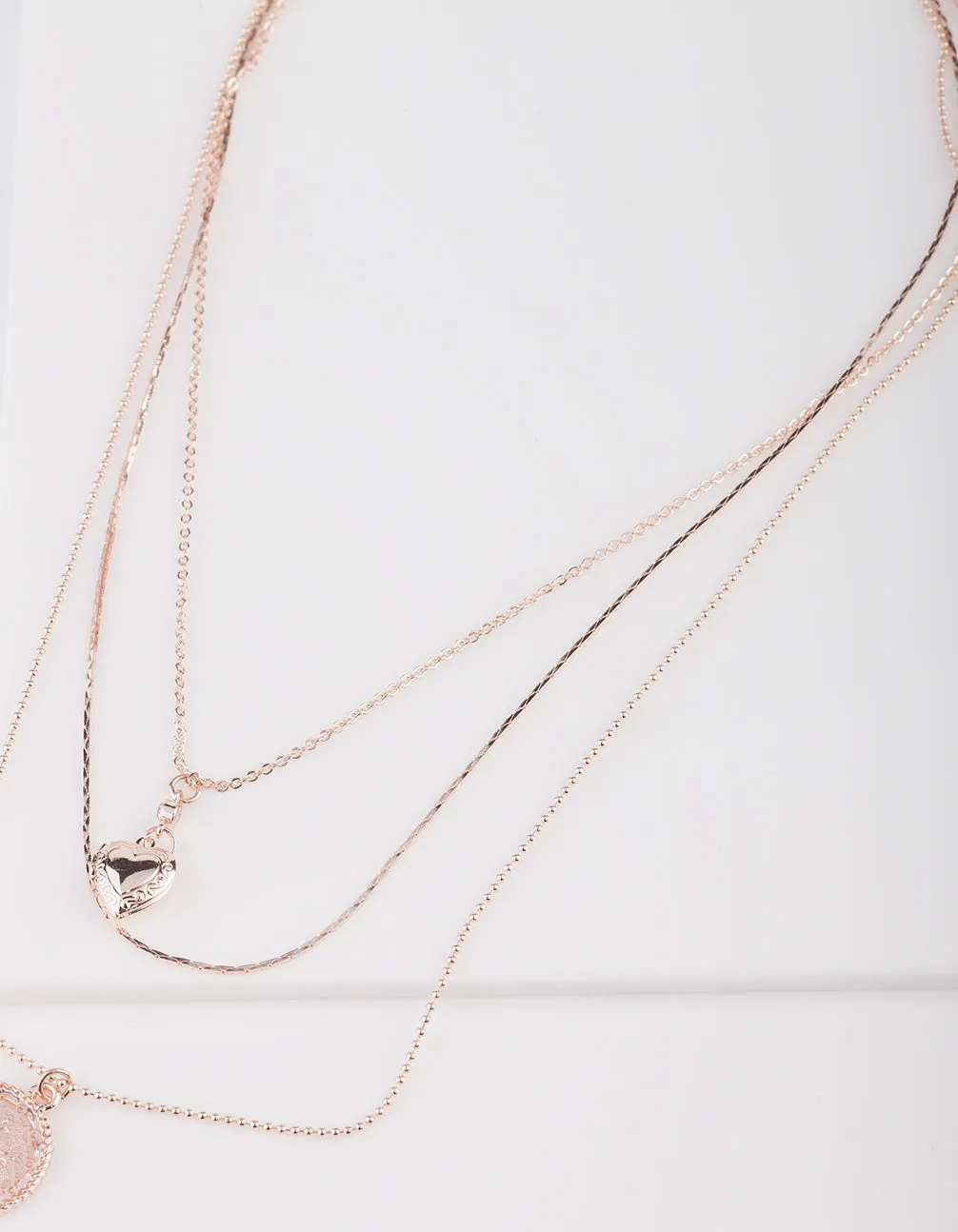 Rose Gold Heart Layered Necklace