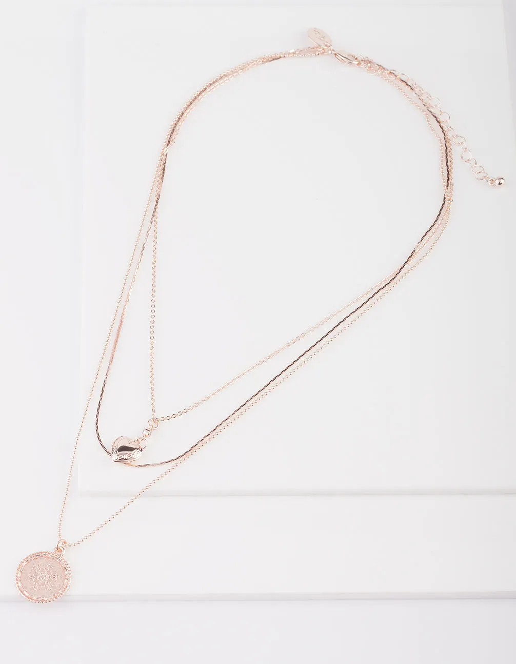 Rose Gold Heart Layered Necklace