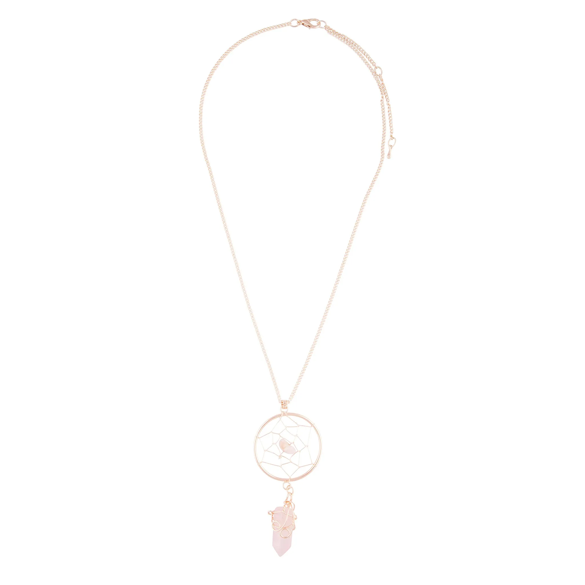 Rose Gold Semi-Precious Dream Catcher Necklace