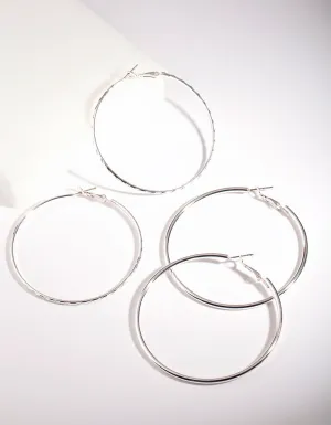 Silver 60MM Hoop Earring Pack