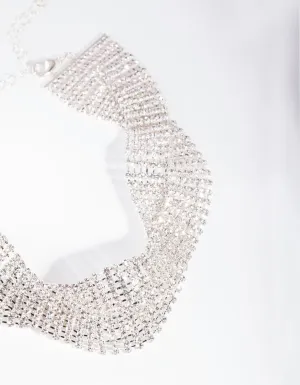 Silver Diamante Plait Choker