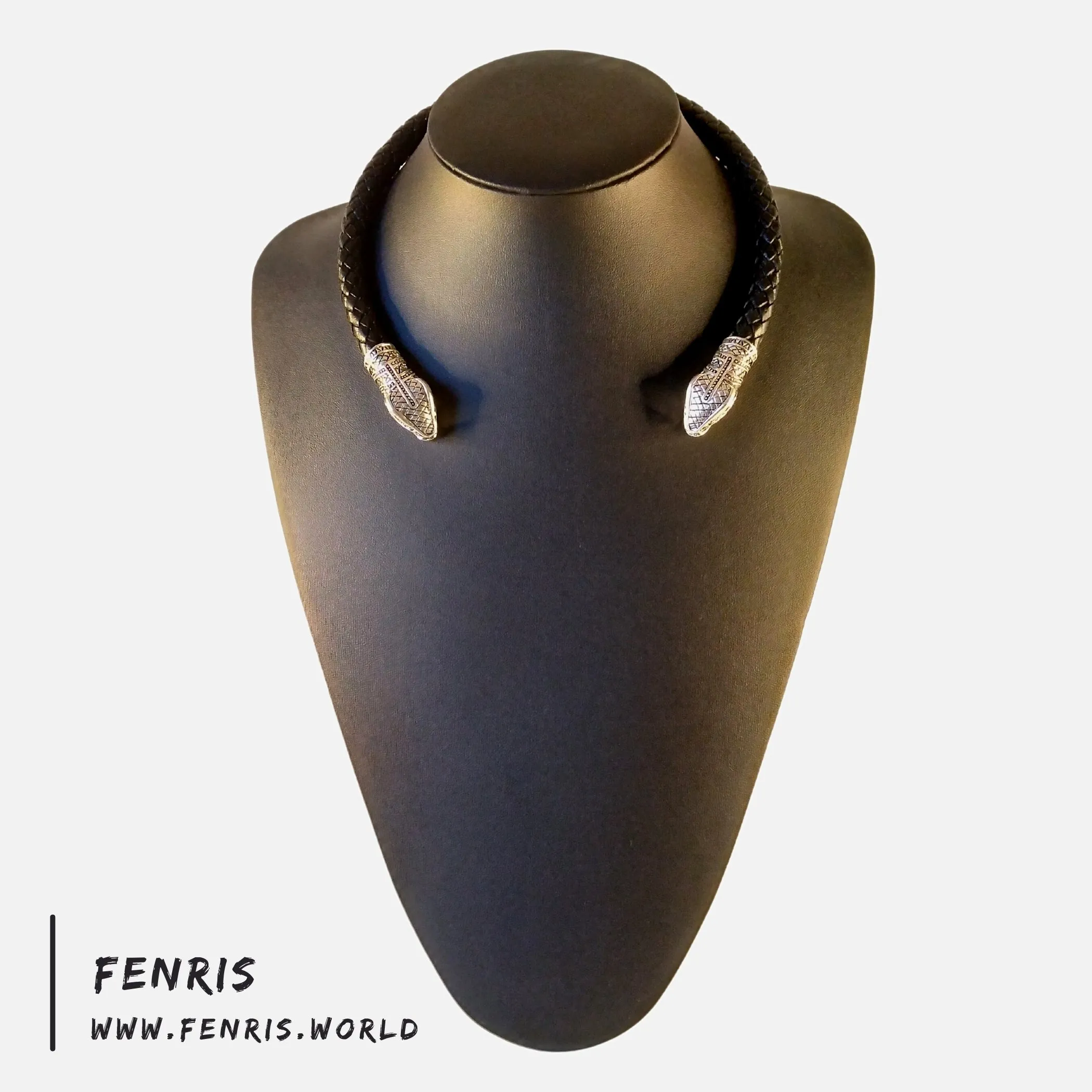 Silver Torc Snake Black Leather | Fenris