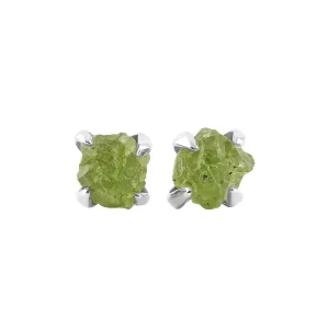 Starborn Rough Peridot Crystal Post Earrings in Sterling Silver