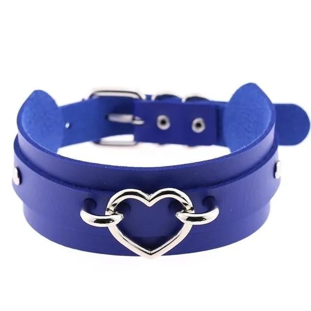 Vegan Leather Heart Collar