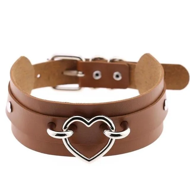 Vegan Leather Heart Collar