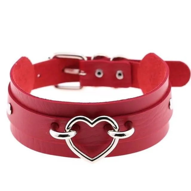 Vegan Leather Heart Collar