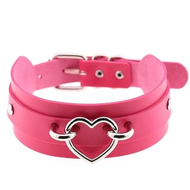 Vegan Leather Heart Collar